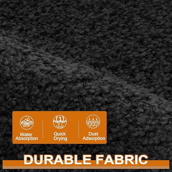 Mibao Front Door Mat Indoor Entrance, 29.5" x 17", Dirt Trapper Welcome Mat for Outdoor Indoor, Non-Slip Waterproof Doormat, Durable Machine Washable Low Profile Entry Rug for Back Door Outside,Black