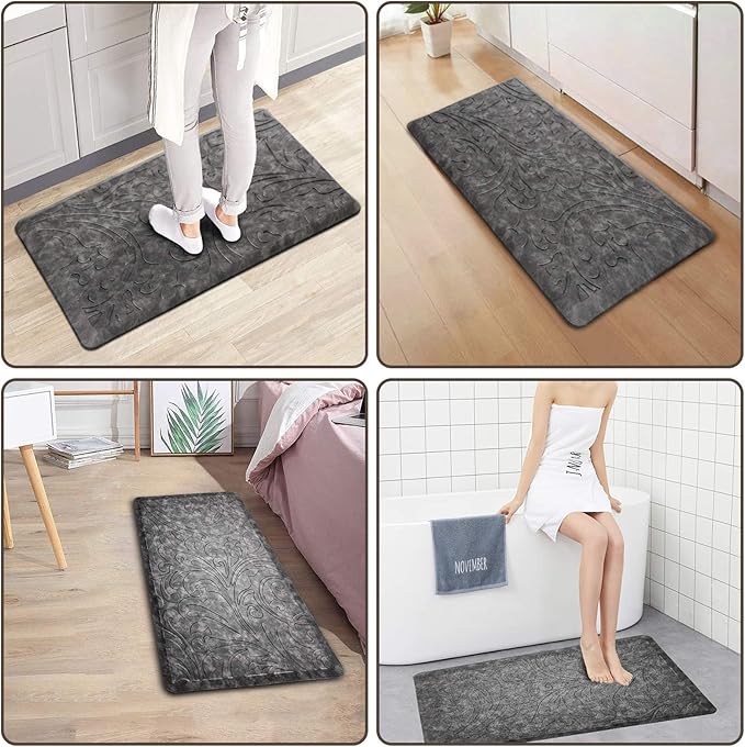 KMAT Kitchen Mat Cushioned Anti-Fatigue Floor Mat Waterproof Non-Slip Standing Mat Ergonomic Comfort Floor Mat Rug for Home,Office,Sink,Laundry,Desk 39"(L) x 20"(W),Grey
