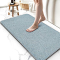 Upgraded Bath Mat 24x36Inch, Thin Bath Mats Rugs with Rubber Backing Non-Slip, Absorbent,Quick Dry Machine Washable, Home Decor Accessories Cozy Cloth Bathroom Rugs fit Under Door/Sink/Tub/Shower-Blue