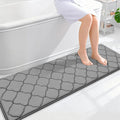 OLANLY Memory Foam Bath Mat Rug 59x20, Ultra Soft and Absorbent Bathroom Rugs, Non-Slip, Comfortable, Machine Washable Bath Carpet for Bathroom Floor, Tub, Shower and Home Decor Accessories, Grey