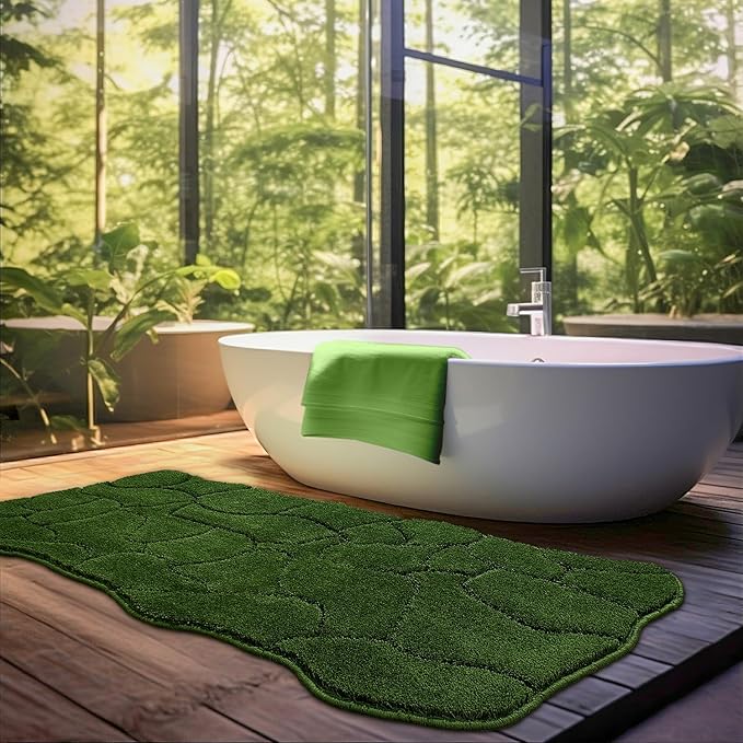BSICPRO Large Bathroom Rugs Runner, 22x47 Inches Long Bath Mats Non Slip, Soft Absorbent and Quick Dry Microfiber Bath Rugs for Bathroom Decor, Machine Washable (Forest Green)