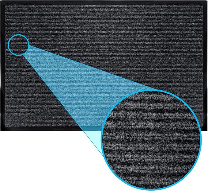 Durable Rubber Door Mat - Heavy Duty, Indoor/Outdoor, Easy Clean, Waterproof, Low-Profile Mat for Entry, Patio, Garage - Stylish (Charcoal, 6' x 2' (Mud Trapper))