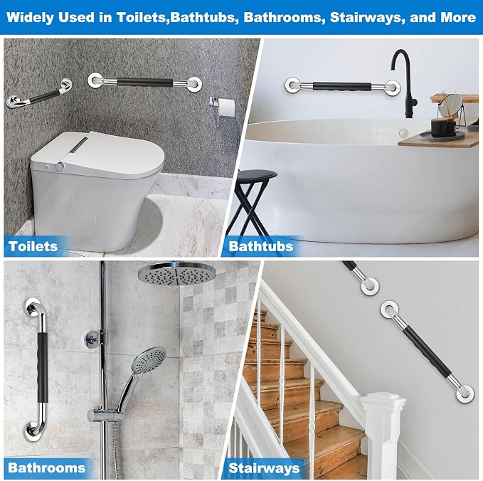 3 Pack Grab Bars for Bathtubs and Showers, 16-Inch and 12-Inch Anti-Slip Bathroom Shower Grab Bars for Seniors Wall, Safety Handicap Grab Bars Stainless Steel,Shower Handle for Elderly