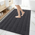 OLANLY Thick Large Bathroom Rugs 59x35, Extra Soft Absorbent Chenille Striped Bath Rugs, Rubber Backing, Machine Wash, Bath Mats for Bathroom Floor, Tub and Shower, Home Decor Accessories, Dark Grey