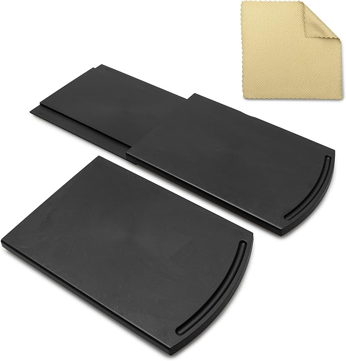 Sliding Kitchen Counter Caddy (2 Pack). Made of Durable ABS. Countertop Storage Sliding Tray - For Blender, Toaster, Kitchen Appliances. Dishwasher Proof. Includes large 'microfibre' Cloth