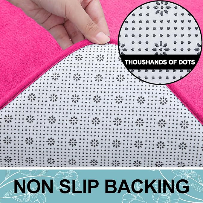 Smiry Memory Foam Bath Mat 30x20, Extra Soft and Absorbent Bathroom Mats, Non Slip Washable Carpet for Floor, Shower and Tub, Deep Pink