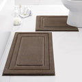 HOMEIDEAS Bathroom Rugs Sets 2 Piece, Super Soft and Absorbent Non Slip Microfiber U-Shaped Toilet Bath Mat Set (20"x32"+U20 x24, Brown)