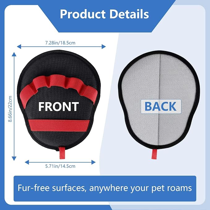 Pet Hair Removal Glove for Dogs & Cats, Reusable Washable Electrostatic Pet Hair Remover Glove, Pet Hair Mitt with Finger Straps for Couch, Carpet, Car Seats, Clothes, Furniture, Red