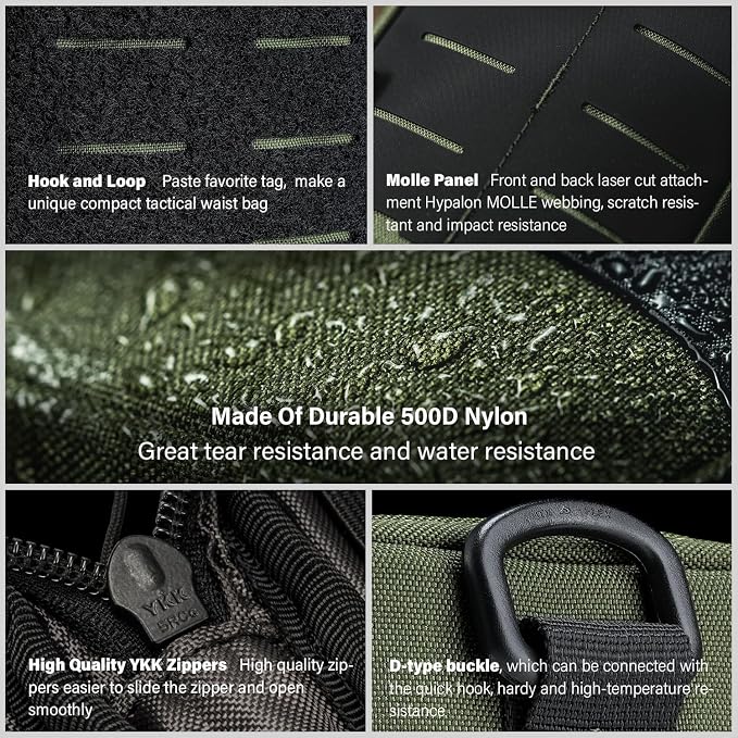 TACTICAL GEEK EDC Compact Waist Pocket Pouch, Men EDC Pouch Organizer, Multi-Purpose Molle Tool Pouch for Multitools, Utility Tool Organizer Bag for Daily Essentials Carry(Block E3.0-GY)