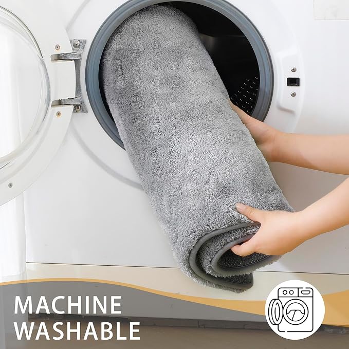 MINIDEAR Toilet Rugs 24x20 - U Shaped Dark Gray Thick Memory Foam Contour Rugs,Ultra Soft & Plush Fluffy, Non-Slip, Quick Dry, Absorbent Washable Floor Microfiber Mat for Home Decor Accessories