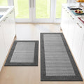 StepRite Kitchen Mats for Floor, Non-Slip Kitchen Rugs Set of 2 PCS, Super Absorbent Washable Kitchen Mats with Rubber Backing, Runner Mats for Front of Sink (20"x32"+20"x47" Grey)