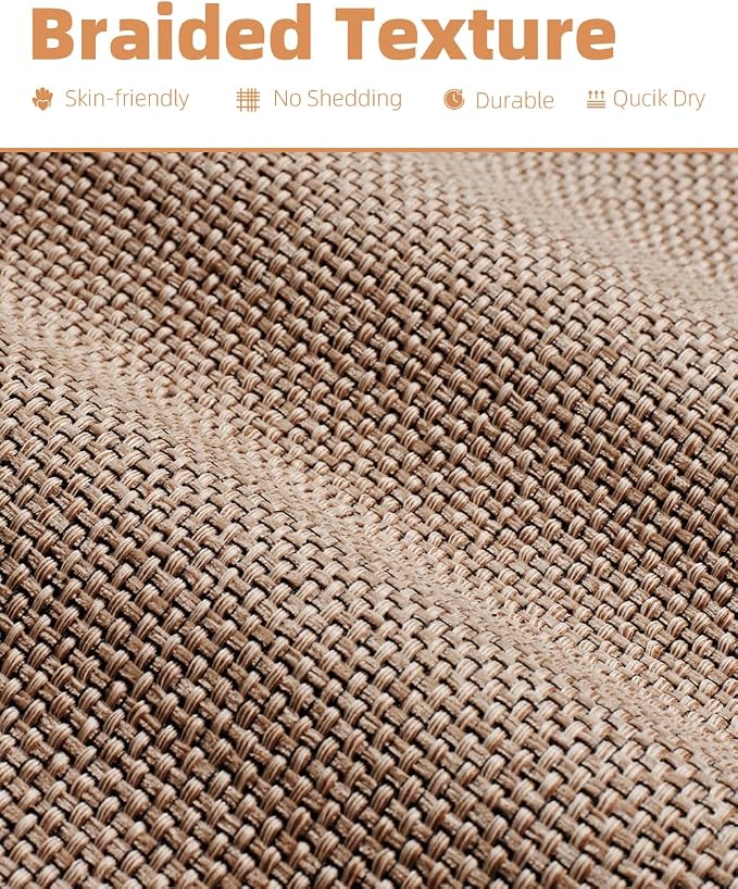 PADOOR Non-Slip Bath-Mats, Rubber-Backing Braided Absorbent Bathroom Mat, Machine Washable Thin Bathroom Rugs, Fit Under Door, Quick Dry, 24''x35'' Beige