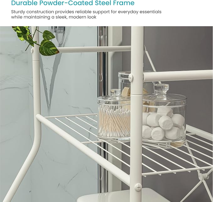 Home Zone Living Over the Toilet Bathroom Storage Organizer with 3 Tiers of Shelving Rack Space