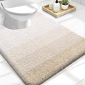 OLANLY Luxury Toilet Rugs U-Shaped 24x20, Extra Soft and Absorbent Microfiber Bathroom Rugs, Non-Slip Plush Shaggy Bath Mat, Machine Wash Dry, Contour Bathroom Mats for Toilet Base, Light Beige