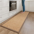 YDKGL Kitchen Runner Rugs Non Slip Washable, Super Absorbent Kitchen Mats for Floor, Rubber Backing Jute-Like Braid Long Sink Mat Standing Floor Mat, Machine Washable, Brown 17"x59"
