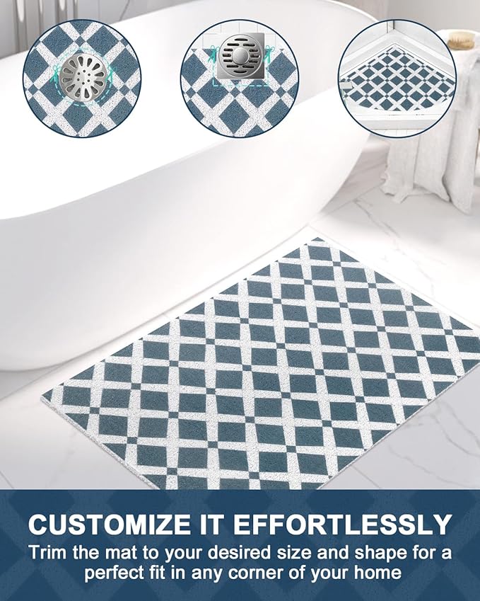 Bathtub Mat Non Slip - Anti Slip Shower Mat, Quick Drying Bath Tub Mats, Soft PVC Loofah Foot Massage Mat, Bath Mat for Shower, Tub, Bathroom, Floor, Kitchen, Pool, Hotel