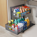 Petiza Under Sink Organizer Pull Out Cabinet Organizer Adjustable Height 2 Tier with Sliding Drawers Kitchen Bathroom Organizer and Storage(Gray-1pc)