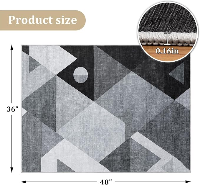 Office Chair Mat for Hardwood Floor, 48"x36" Easy Glide Computer Desk Mat Protector for Rolling Chair Under Desk Rug Nonslip Backing, Machine Wash (Modern)