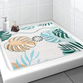Square Shower Mat, Yonala 32 x 32 Inch Stylish Non Slip Shower Mats for Inside Shower with Central Drain Hole, Soft Trimmable PVC Loofah Anti Slip Shower Mat for Walk in Shower Stall, Quick Drying