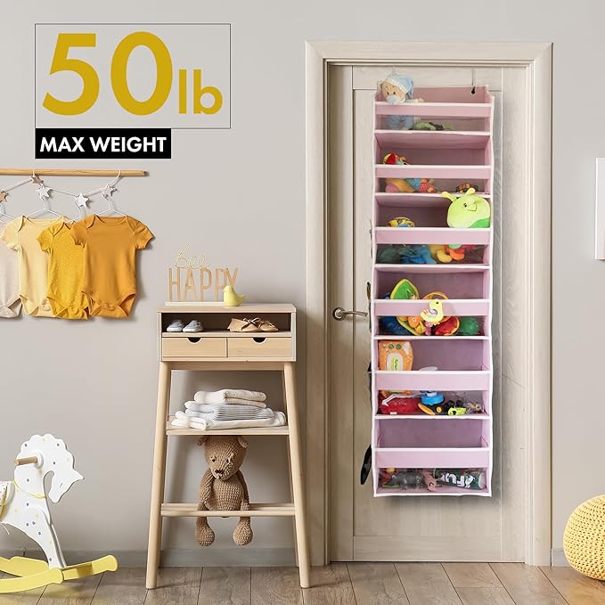 HOMELUX THEORY UPGRADED 6 Tiers Over The Door Organizer Hanging - 100D EXTRA THICK & 50lbs HUGE CAPACITY, 12 Side Mesh Pockets Over The Door Shoe Organizer, Hanging Closet Organizer (Transparent, 1pc)