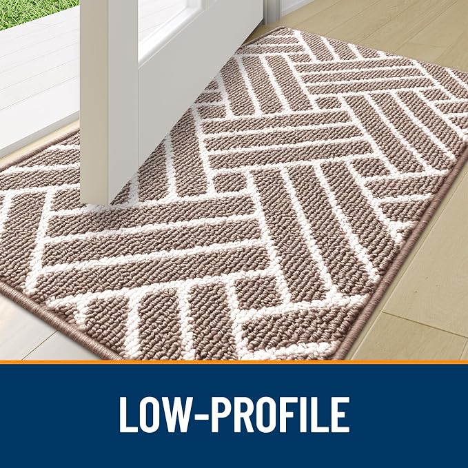 OLANLY Indoor Door Mat, 32x20 Inch, Dirt Resistant and Absorbent, Non-Slip Rubber Backing Floor Mats, Easy Clean Low-Profile Doormat for Entryway, Front Door, and Inside Entrance, Brown