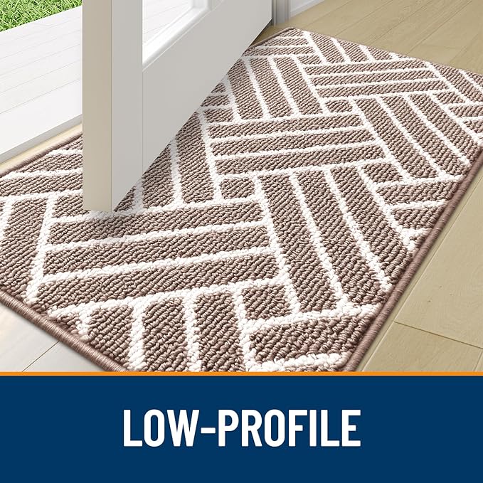 OLANLY Indoor Door Mat, 40x32 Inch, Dirt Resistant and Absorbent, Non-Slip Rubber Backing Floor Mats, Easy Clean Low-Profile Doormat for Entryway, Front Door, and Inside Entrance, Brown