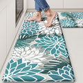 Arenarug Kitchen Mats for Floor 2PCS Cushioned Anti Fatigue Kitchen Mats Waterproof Non Slip Kitchen Mat Rug Set Comfort Foam Standing Mat for Sink, Laundry, Office,17.3" x 28" + 17.3" x 47", Teal