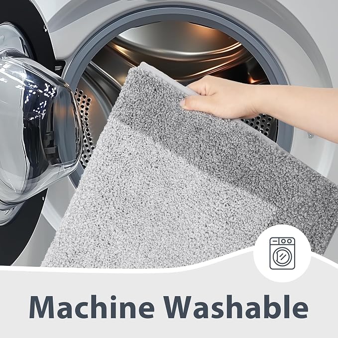 anllugs Bathroom Rugs 30" x 46", Non-Slip Extra Soft Absorbent Bath Rugs, Machine Washable Quick Dry Bath Mats for Bathroom Floor, Shower, Bathtub and Sink, Light Grey & Grey
