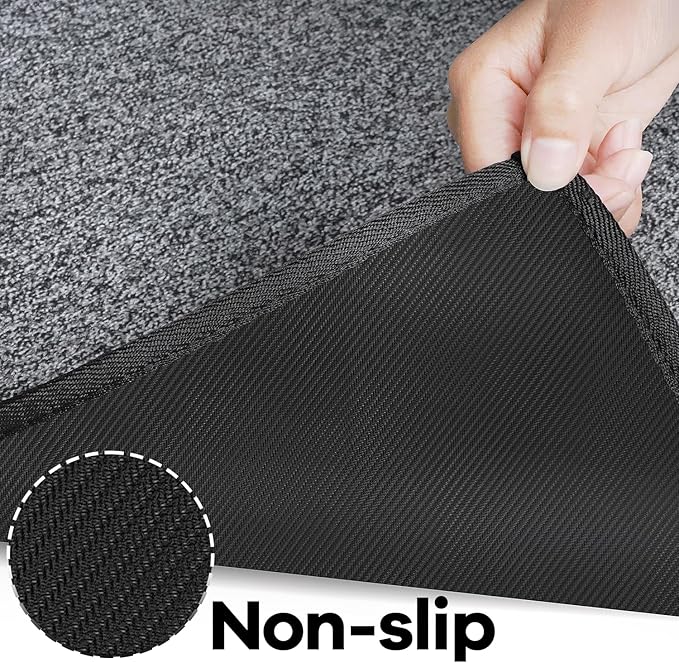 AREDO Runner Rug with Non Slip Rubber Backing, Washable Soft Floor Carpet for Kitchen, Hallway, Entryway Indoor, Bedroom, Laundry, Low Pile Area Rugs, Solid color with Pointillism style, 2*8 ft BLACK