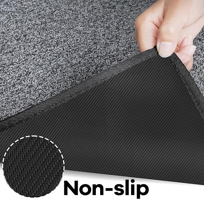 Runner Rug with Non Slip Rubber Backing, Washable Soft Floor Carpet for Kitchen, Hallway, Entryway Indoor, Bedroom, Laundry, Low Pile Area Rugs, Solid Color with Pointillism Style, 2'6“*8' Black