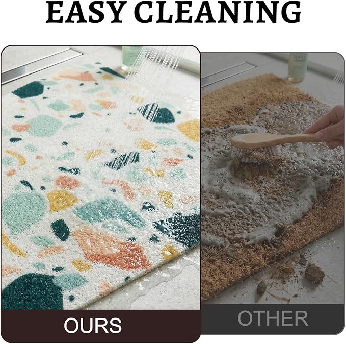 Corner Shower Mat Non Slip, 28x 28 Inches Triangular Bath Mats for Inside Shower, Soft PVC Loofah Bath Mat Without Suction Cups, Shower Mats Quick Drying and Easy Cleaning