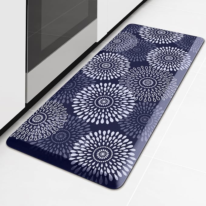 LuxStep Kitchen Mat Waterproof Kitchen Rugs for Floor Cushioned Anti-Fatigue Mat Non-Slip Standing Desk Mat Comfort Floor Mats for House Sink Office 17.3" x 39" Blue