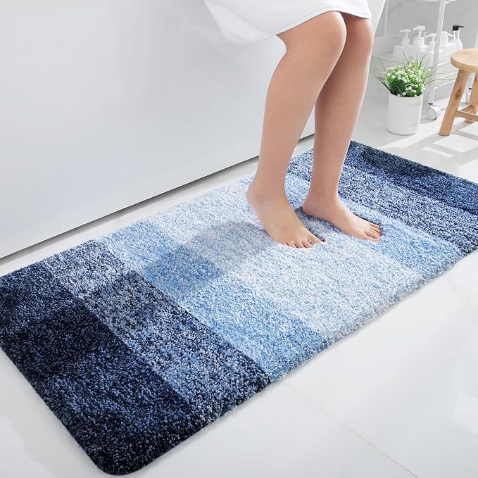 OLANLY Large Bathroom Rugs Mat 44x32, Extra Soft Absorbent Microfiber Bath Rugs, Rubber Backing, Quick Dry, Machine Washable Bath Mats for Bathroom Floor, Tub and Shower, Home Decor Accessories, Navy