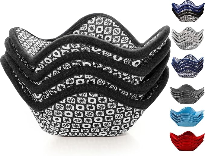 Sheff Microwave Bowl Cozy Holders Set of 4 - Durable and Reliable for Hot and Cold Plates and Dishes - Ideal Household Gift (Black and White, 7 inch)