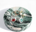 Koville Marble Jewelry Dish, Small Round Trinket Dish for Ring Necklace Earring, 4" Decorative Dish, Natural Stone Soap Dish for Bathroom Kitchen