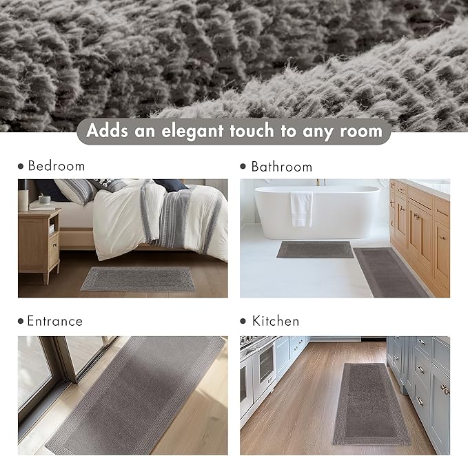 Madison Park Splendor Reversible 100% Cotton Tufted Bathroom Rug-3000 GSM Hotel Quality Luxurious Plush Medium Pile Bath Mat Absorbent, Quick Dry, Shower Room Décor, 24x36 Charcoal