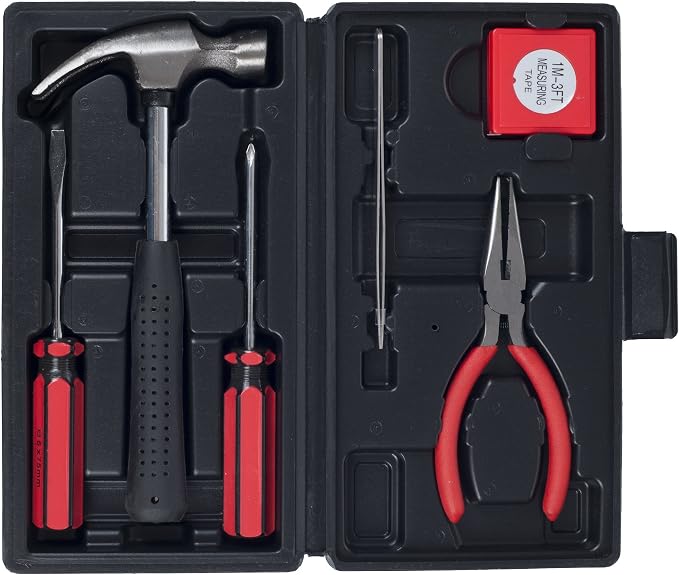 Stalwart - 75-HT1007 Household Hand Tools, Tool Set - 6 Piece by , Set Includes – Hammer, Screwdriver Set, Pliers (Tool Kit for the Home, Office, or Car) Black