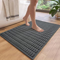 Non-Slip Bath Mat with Rubber Backing, Washable Thin Bath Mats for Bathroom Floor, Absorbent Bathroom Rugs, Quick Dry, Fits Under Door Dark Grey 24x36