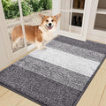 Smiry Dog Door Mat for Muddy Paws, Absorbs Moisture and Dirt, Low-Profile Entryway Mat with Non-Slip Backing, Entry Indoor Outdoor Doormat for Inside Floor (36x24 Inches, Light Grey, Striped)