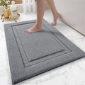 LUMI Ultra Soft Bathroom Rugs Non Slip with Rubber Backing, Absorbent Washable Bath Mat Quick Dry, Upgraded Premium Microfiber Plush Carpet for Bathtub and Shower Floor, Dark Grey, 16x24