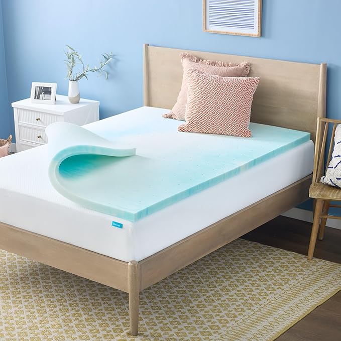 Linenspa 2 Inch Swirl Gel Memory Foam Mattress Topper, California King Size – Cooling Gel Infused, Ventilation Holes – Pressure Relieving Bed Topper – CertiPUR Certified