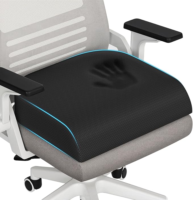 TranquilRelax XLarge Seat Cushion，Soft Foam Cushion for Long Sitting Hours on Office Chair, Home & Car, Non-Slip Chair Pad for Relieving Back & Sciatica & Hip & Coccyx Pain (Black)
