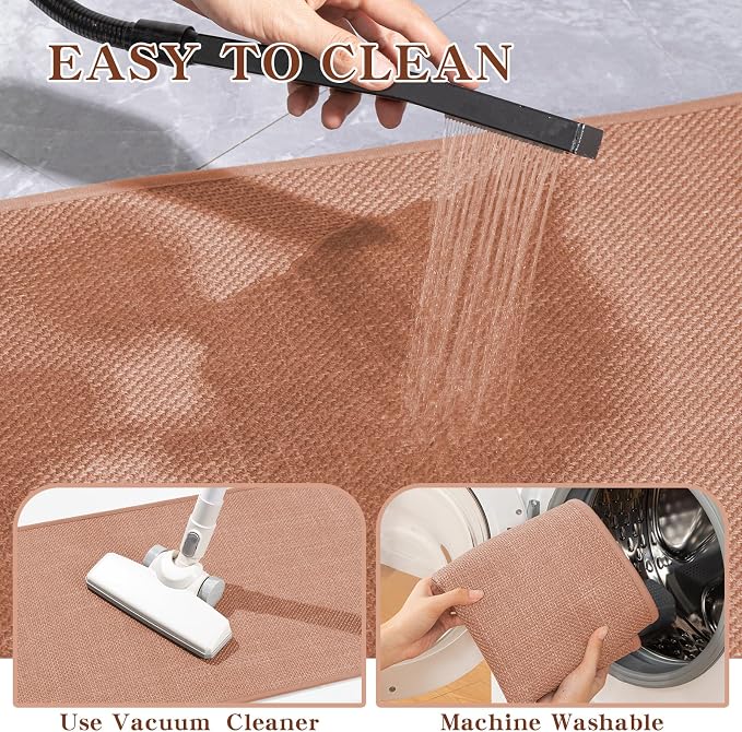 chakme Bathroom Rugs Mat U-Shaped 24x17, Ultra ThinNon Slip Bath Mat Small Quick Dry Absorbent Bath Matfor Bathroom Floor, (Dark Pink, U-24"x17")