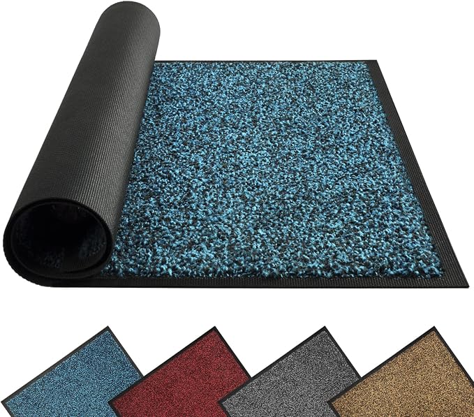 Mibao Front Door Mat Indoor Entrance, 48" x 24", Dirt Trapper Welcome Mat for Outdoor Indoor, Non-Slip Waterproof Doormat, Durable Machine Washable Low Profile Entry Rug for Back Door Outside,Grey
