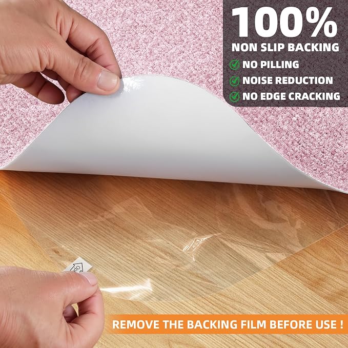 Durable Non-Slip Office Chair Mat for Hardwood Floors, 48"x36" Large Tile Floor Protector, Anti-Scratch Thick Heavy-Duty Recyclable Gliding Desk Mats for Computer Rolling Chairs, Pink
