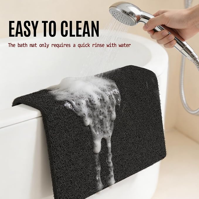 Joyhalo Shower Mat Bathtub Mat Non Slip, Bathmats Non Slip, Quick Drying Foot Scrubber Loofah Mats for Shower, Tub, Bathroom, Home, 32x24inch, Black