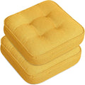 GOFORIT Memory Foam Cushion，Square Seat Cushions for Dining Chairs,Non-Slip Chair Pads with Removable Cover, 16'' x 16'', 2 Pack,Yellow