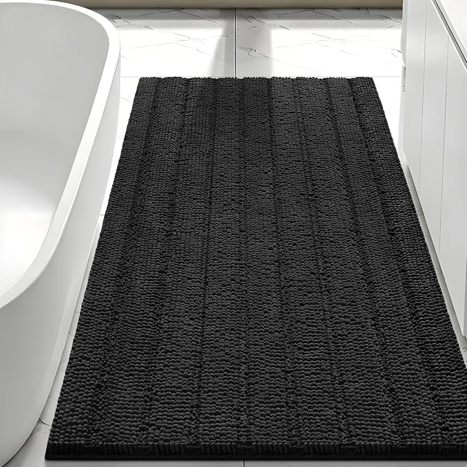 Bcoimo Large Bathroom Rug, Chenille Bath Mat with High Low Pile Design, Soft Absorbent Non Slip Bath Rug, Machine Washable Quick Dry Mat for Shower, Tub, Sink and Vanity