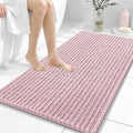 OLANLY Bathroom Rug Mat 44x24, Thick Soft and Absorbent Chenille Bath Mat, Non-Slip Rubber Backing, Machine Washable Quick Dry Bath Rugs for Tub Shower Floor, Home Decor Accessories, Dusty Rose