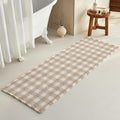 TYUU Waffle Runner Rug Bathroom, Long Boho Bathroom Rugs Non Slip Washable Absorbent Checkered Bathroom Mat Quick Dry Farmhouse Bath Mat, 72"x24" Khaki and White
